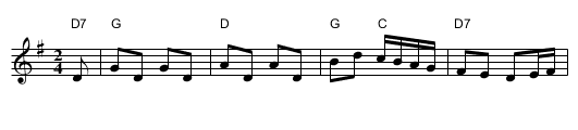 Miss Hepburn Belches - staff notation