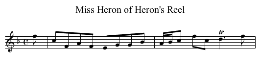 Miss Heron of Heron's Reel - staff notation