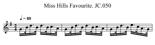 Miss Hills Favourite. JC.050 - staff notation