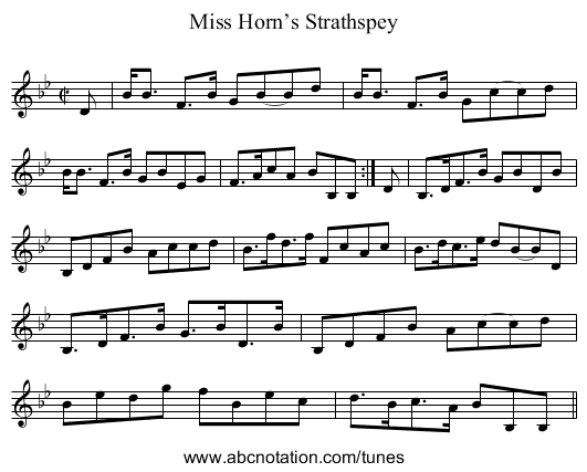 Miss Horn’s Strathspey - staff notation