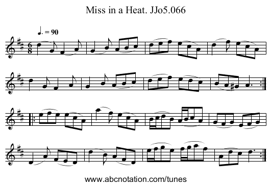 Miss in a Heat. JJo5.066 - staff notation