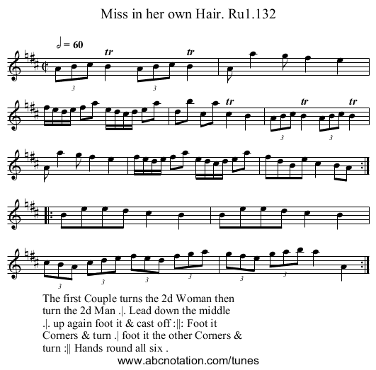 Miss in her own Hair. Ru1.132 - staff notation
