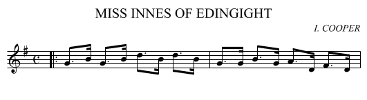MISS INNES OF EDINGIGHT - staff notation