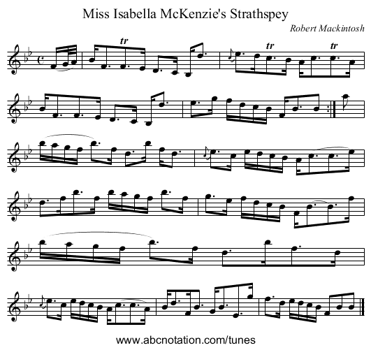 Miss Isabella McKenzie's Strathspey - staff notation