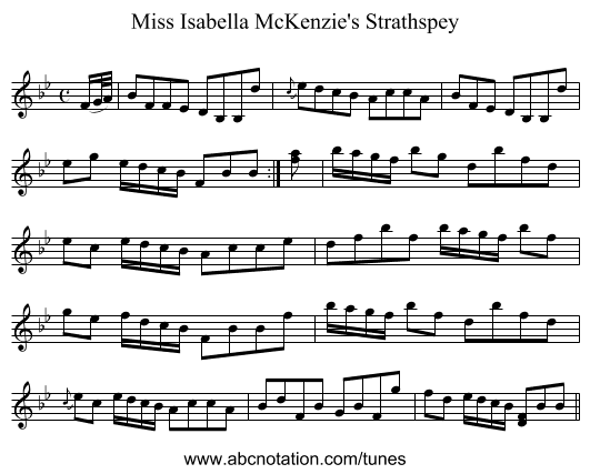Miss Isabella McKenzie's Strathspey - staff notation
