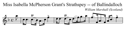 Miss Isabella McPherson Grant's Strathspey -- of Ballindalloch - staff notation