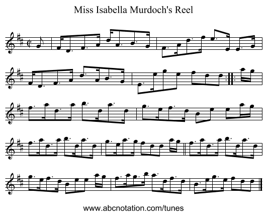 Miss Isabella Murdoch's Reel - staff notation