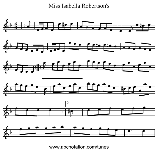 Miss Isabella Robertson's - staff notation