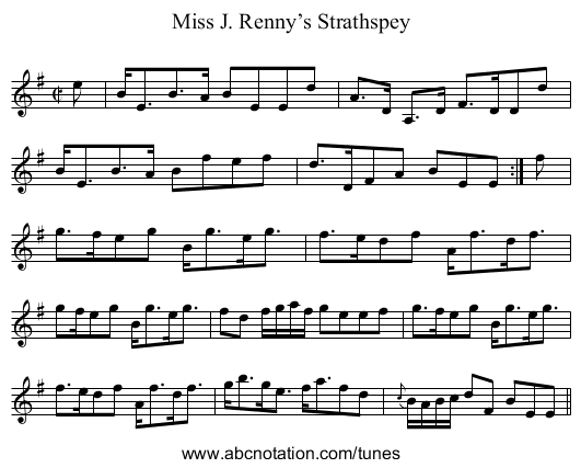 Miss J. Renny’s Strathspey - staff notation