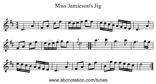 Miss Jamieson's Jig - staff notation