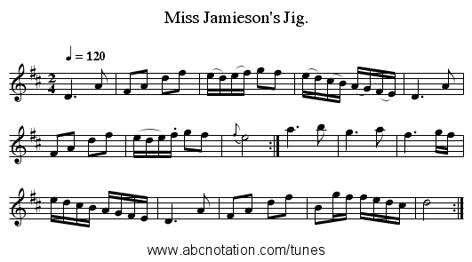 Miss Jamieson's Jig. - staff notation