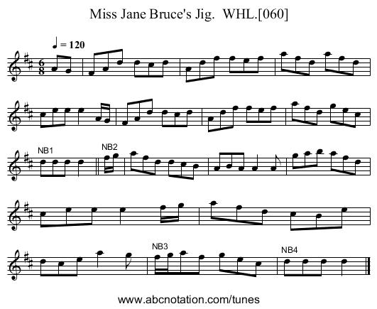 Miss Jane Bruce's Jig.  WHL.[060] - staff notation