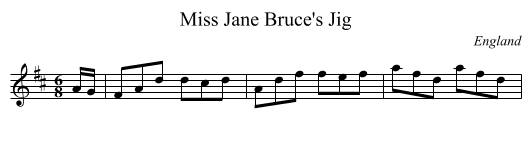 Miss Jane Bruce's Jig - staff notation