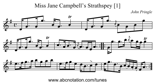 Miss Jane Campbell’s Strathspey [1] - staff notation