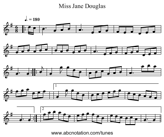 Miss Jane Douglas - staff notation