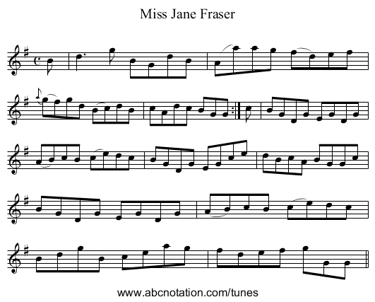 Miss Jane Fraser - staff notation