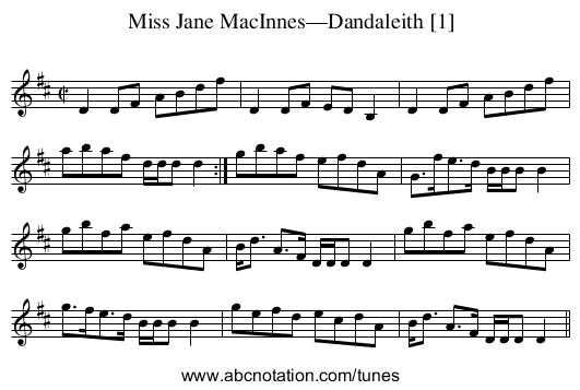 Miss Jane MacInnes—Dandaleith [1] - staff notation
