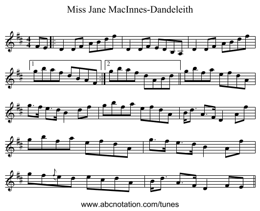 Miss Jane MacInnes-Dandeleith - staff notation