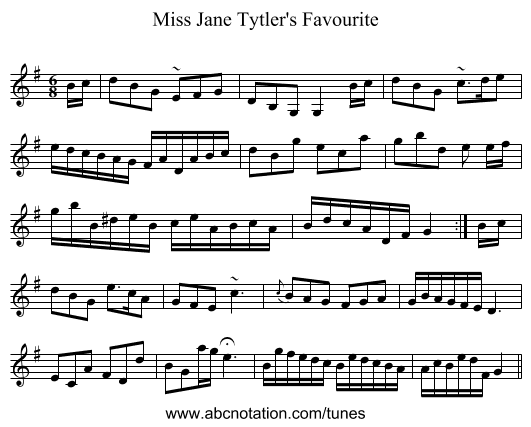 Miss Jane Tytler's Favourite - staff notation