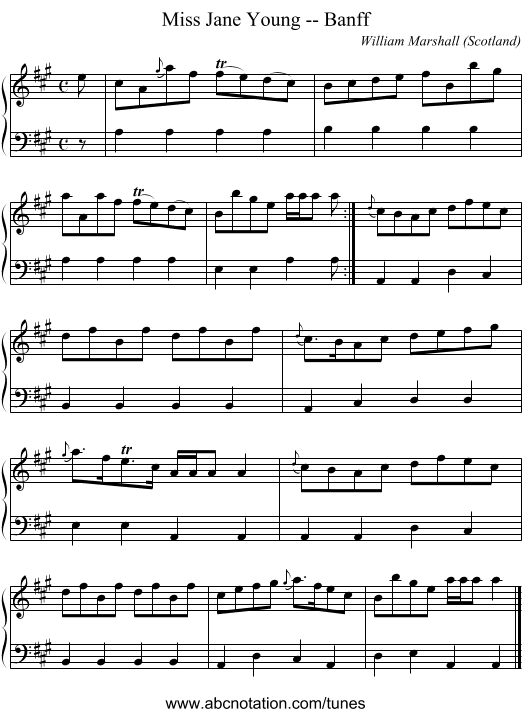 Miss Jane Young -- Banff - staff notation