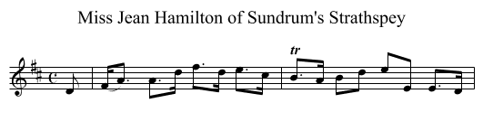 Miss Jean Hamilton of Sundrum's Strathspey - staff notation