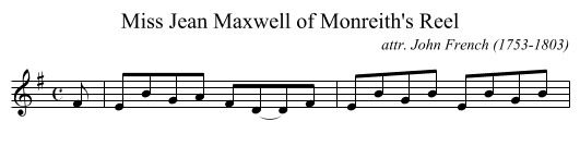 Miss Jean Maxwell of Monreith's Reel - staff notation