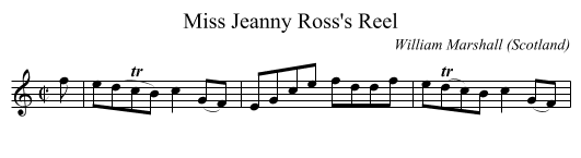 Miss Jeanny Ross's Reel - staff notation