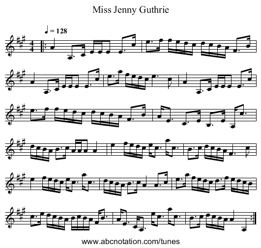 Miss Jenny Guthrie - staff notation