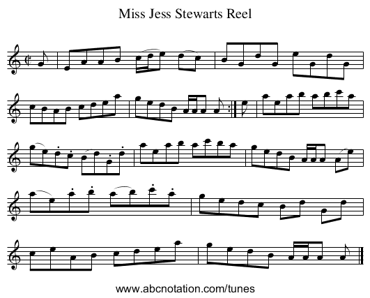 Miss Jess Stewarts Reel - staff notation