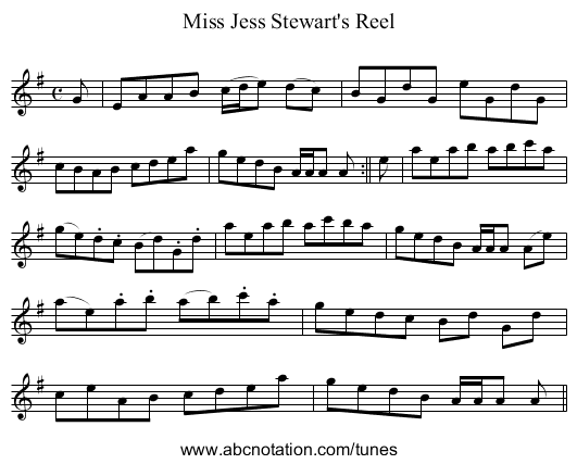 Miss Jess Stewart's Reel - staff notation
