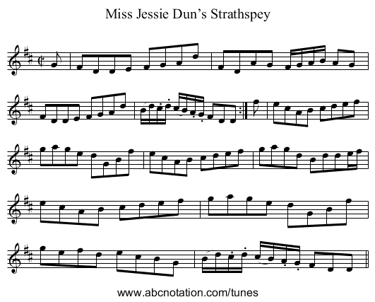Miss Jessie Dun’s Strathspey - staff notation
