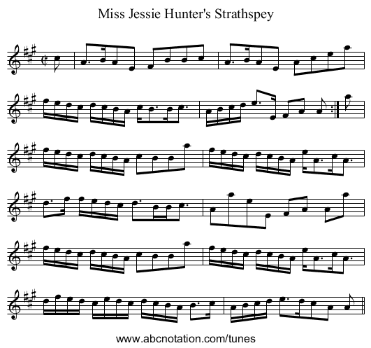Miss Jessie Hunter's Strathspey - staff notation