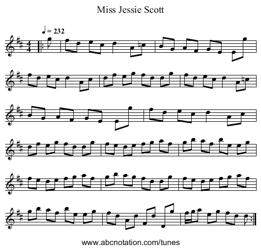 Miss Jessie Scott - staff notation
