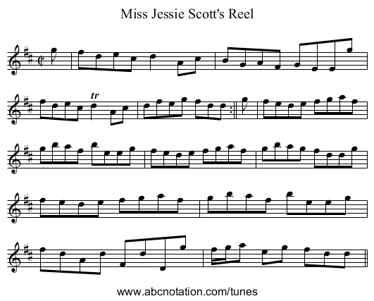 Miss Jessie Scott's Reel - staff notation