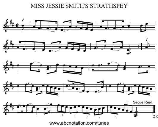 MISS JESSIE SMITH'S STRATHSPEY - staff notation