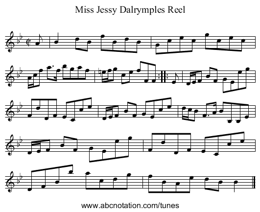 Miss Jessy Dalrymples Reel - staff notation