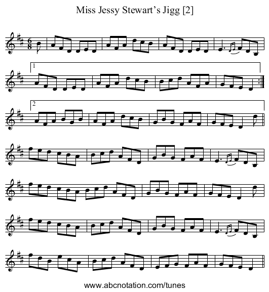 Miss Jessy Stewart’s Jigg [2] - staff notation