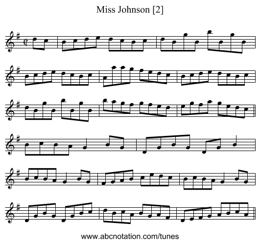 Miss Johnson [2] - staff notation