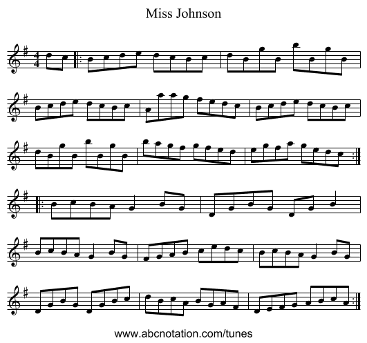Miss Johnson - staff notation