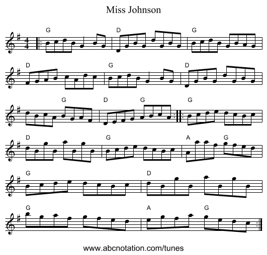 Miss Johnson - staff notation