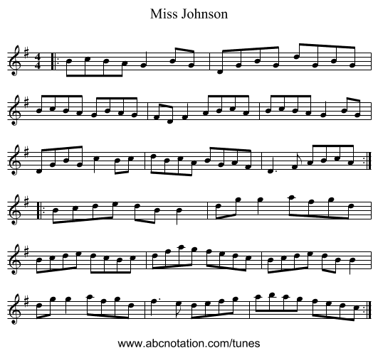 Miss Johnson - staff notation
