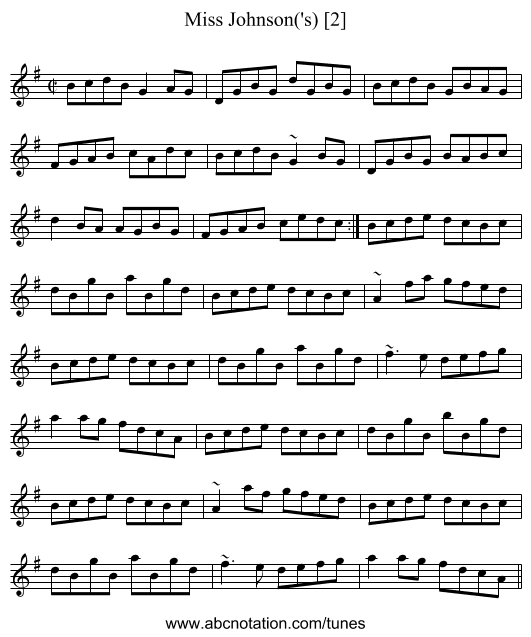 Miss Johnson('s) [2] - staff notation