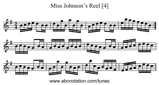 Miss Johnson’s Reel [4] - staff notation