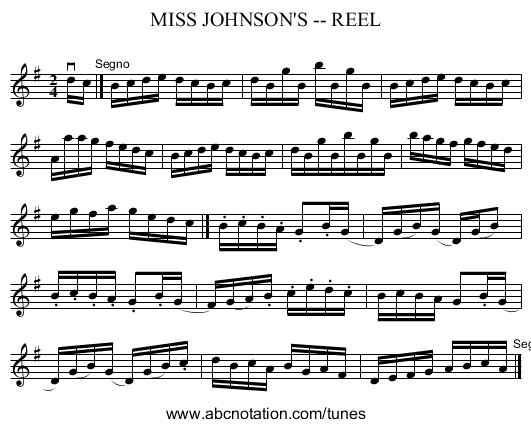 MISS JOHNSON'S -- REEL - staff notation