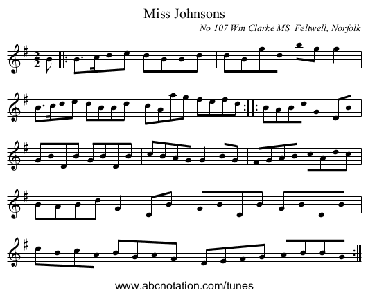 Miss Johnsons - staff notation