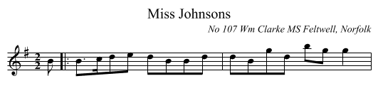Miss Johnsons - staff notation