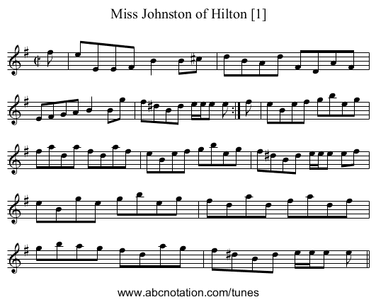 Miss Johnston of Hilton [1] - staff notation