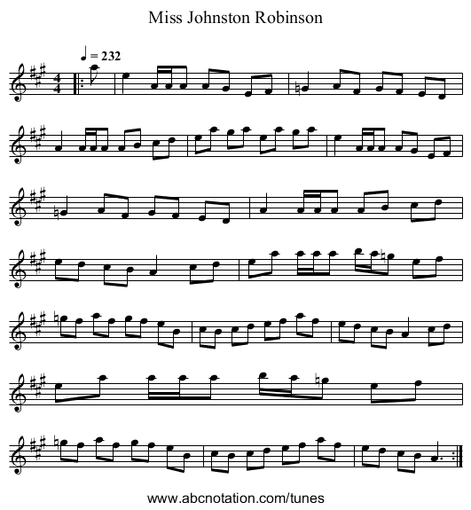 Miss Johnston Robinson - staff notation