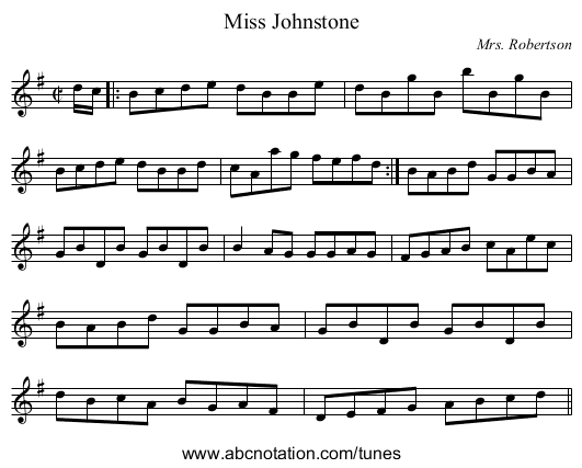 Miss Johnstone - staff notation