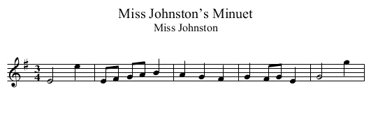 Miss Johnston’s Minuet - staff notation